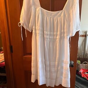 J. Crew White Gathered Dress
